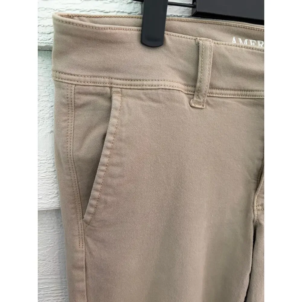 American Eagle Kick Boot Super Stretch Khaki Pants Size 8 Regular - Picture 7 of 8
